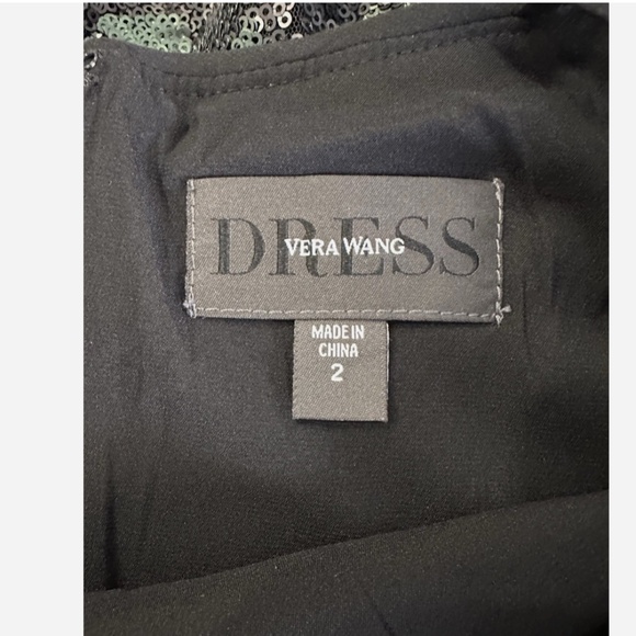 NEW $278 Vera Wang Sequin Cocktail Dress in Black/Green Size 2 - Picture 7 of 9
